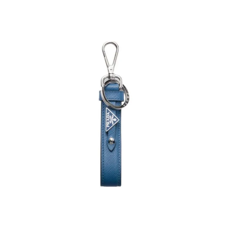 PRADA Leather Keychains Men's Blue-0