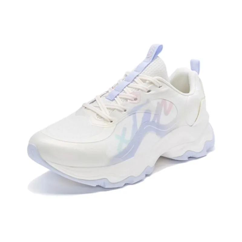 XTEP Man Dance Anti Slip Wear Resistant Low Top Casual Running Shoes Women's White Purple Pink-1
