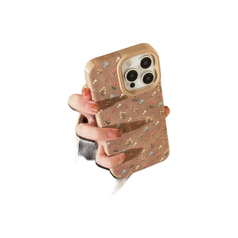 Cuttlefish Grid TPU Material Leather Gentle Floral Niche Phone Case Compatible With Apple 16/15/14/13/12/11-1