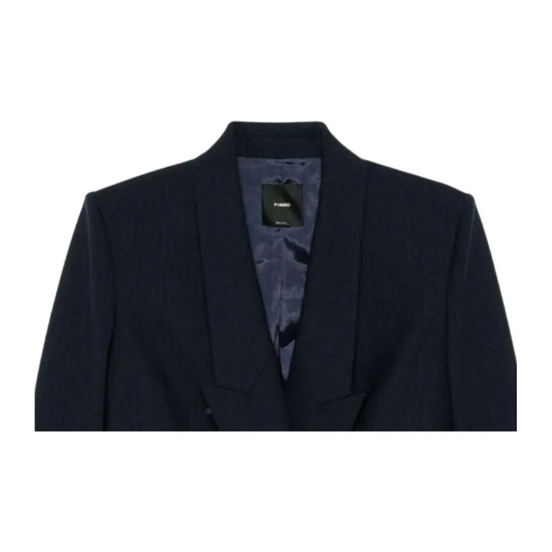 PINKO Mirror Detailed Double Breasted Striped Blazer-4