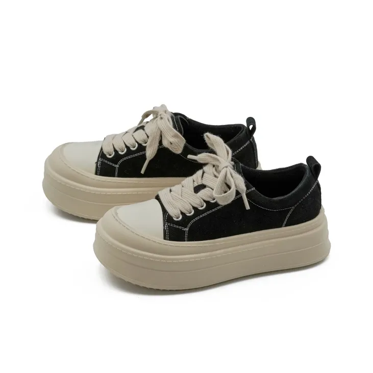 Little Sue Skateboard Shoes Women's Low Top Black/Yellow-1
