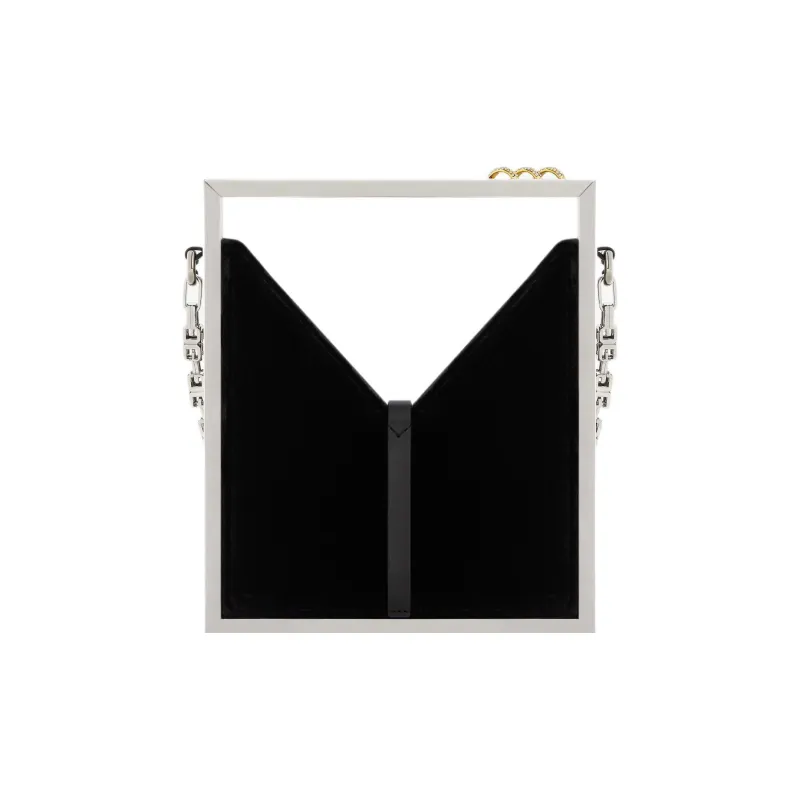 GIVENCHY Cut Out Series Velvet One Shoulder Handbags Women's Black-3