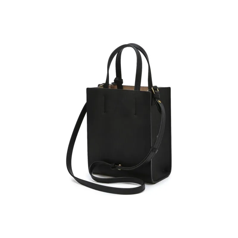 ATHE VANESSABRUNO Cow Leather Tote Bag Shopping Bag Shoulder Bag Crossbody Bag Handbag Small Size Women's Black-3