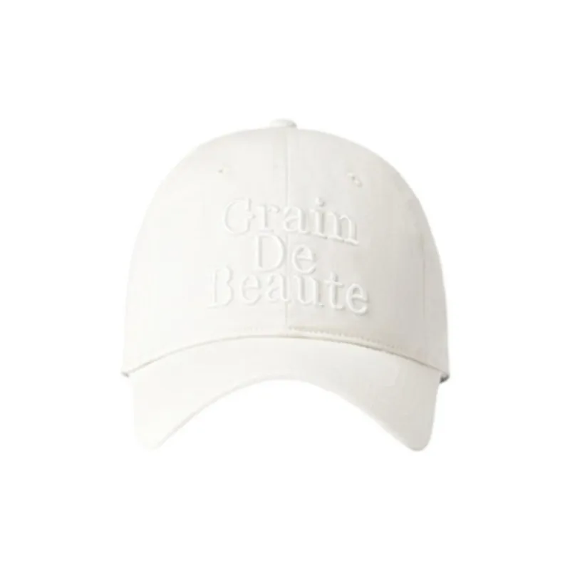 GRAIN DE BEAUTE Cotton Fabric Baseball Caps Unisex White-1