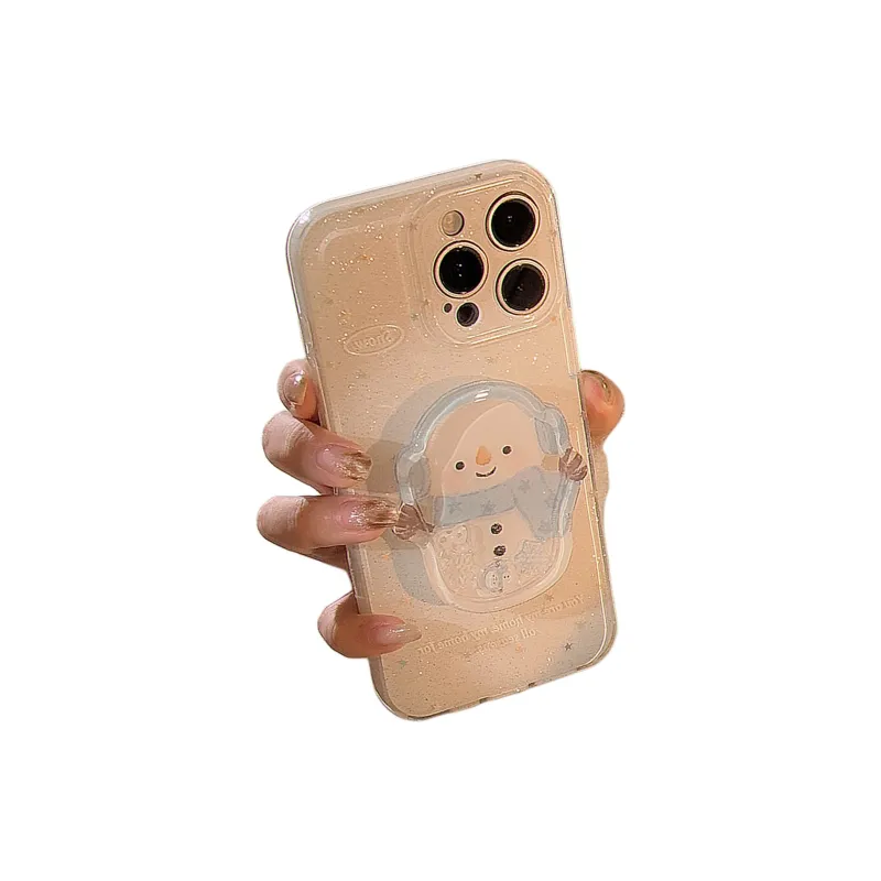 Cuttlefish Grid ABS+PC Material Winter Snowman Rocking Stand Phone Cases Compatible With Apple 16/15/14/13/12/11-8