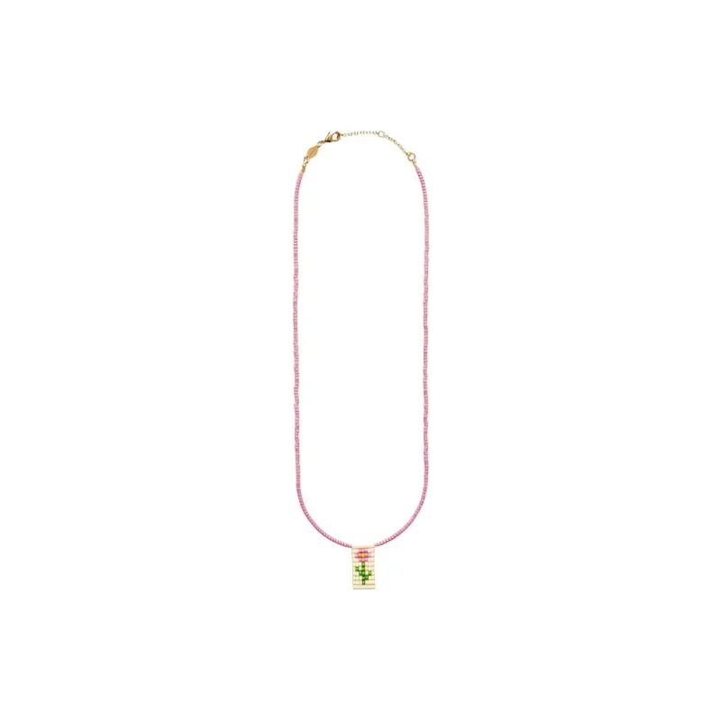 ANNI LU Brass 14K Gold-Plated E-Coated Glass Beads Freshwater Pearl Necklaces Unisex Pink-1