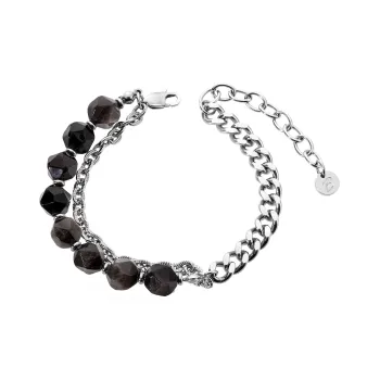 ENFANTIN Stainless Steel Silver Sheen Obsidian Bracelets Unisex