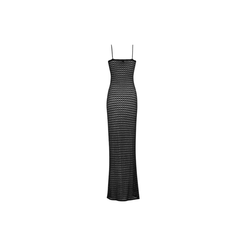 SAINT LAURENT Openwork Pointelle Knit Maxi Dress-1