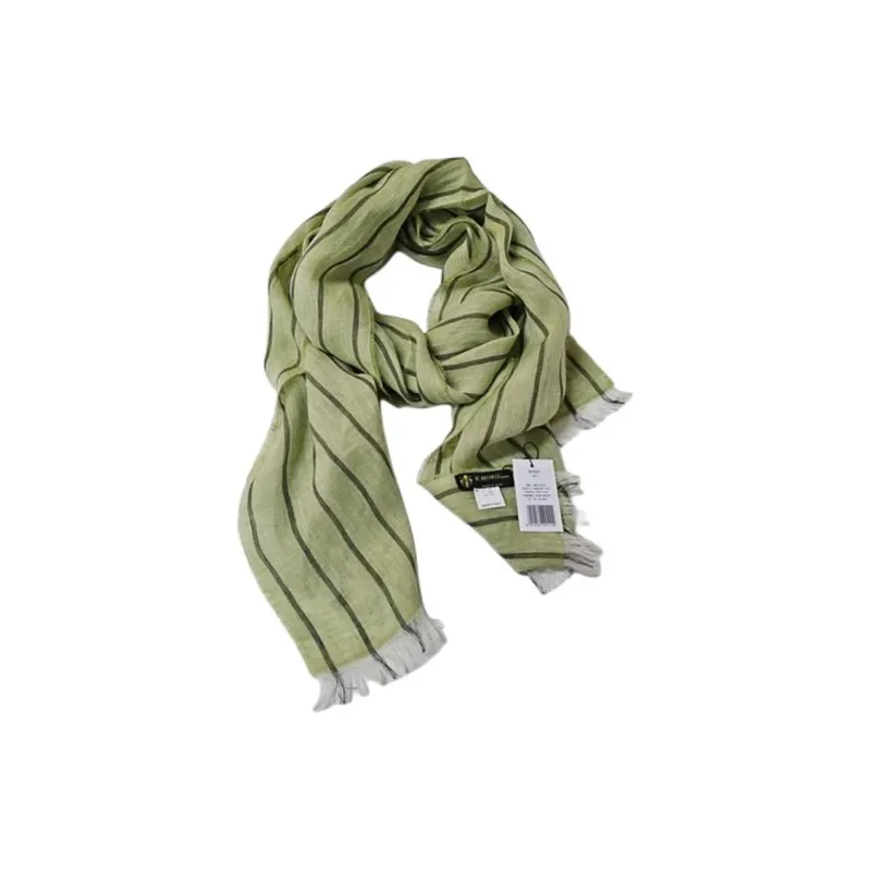 IL MORO Linen Knit Scarves Unisex Green-1