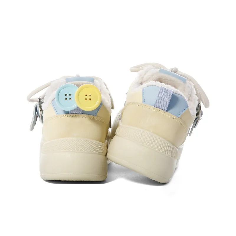 Lovely You Thermal Lightweight Slip Resistant Low Top Skateboard Shoes Women's Yellow Blue-34