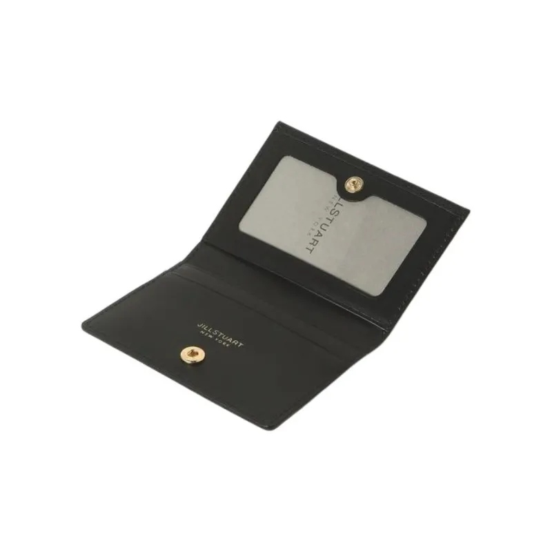 JILL STUART Cow Leather Card Holder Women's Black-1