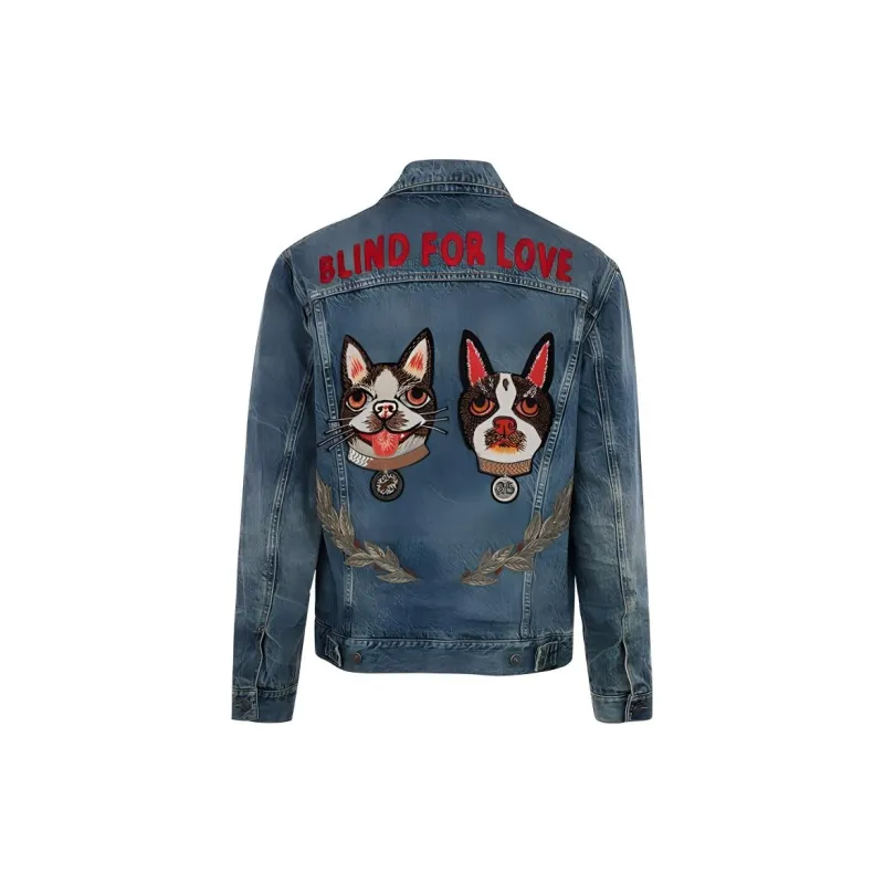 GUCCI Denim Jackets Men Blue-1