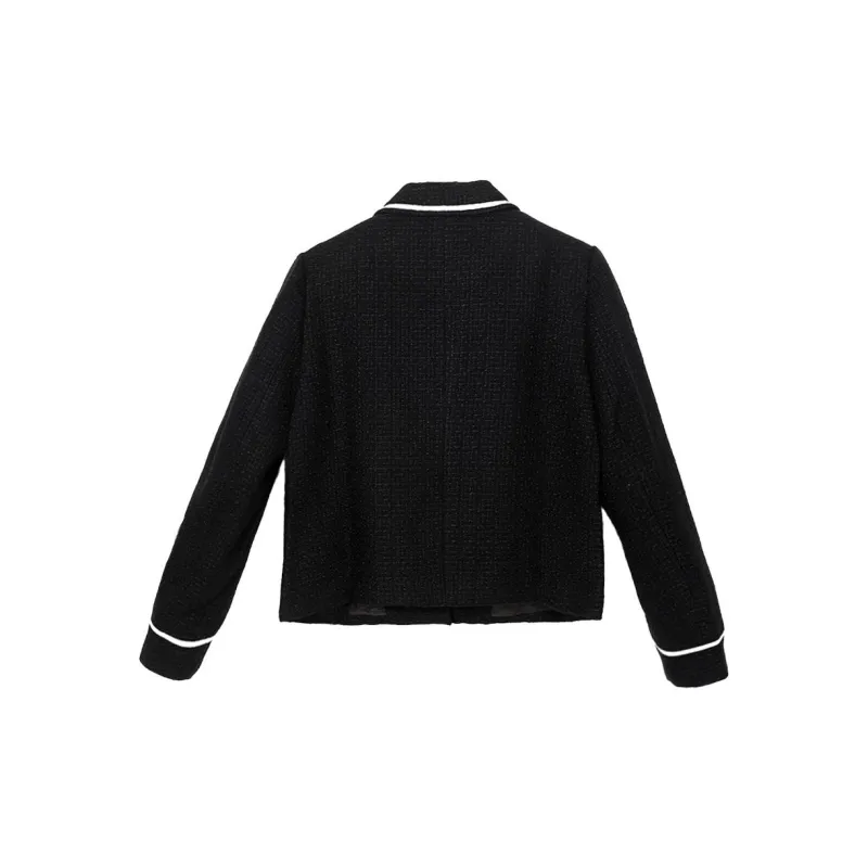 E.BECKY Cropped Coats Women's Black-1
