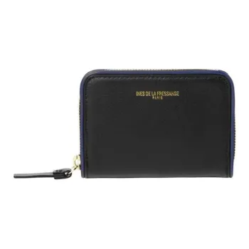 INES DE LA FRESSANGE Calfskin Wallet Women's Black & Dark Blue