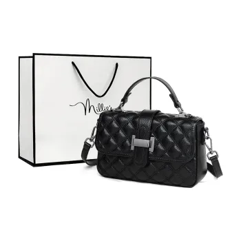 MILLIE'S Cow Leather Shoulder Bag Crossbody Bag Handbag Regular Women's Black/White