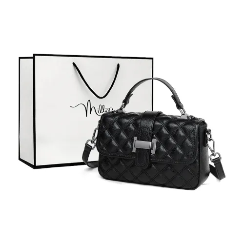 MILLIE'S Cow Leather Underarm Shoulder Bag, Crossbody Bag, Handbag Regular Women's Black/White