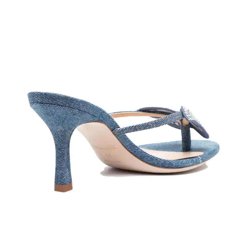 Blumarine 75mm Butterfly-patch Denim Sandals-4