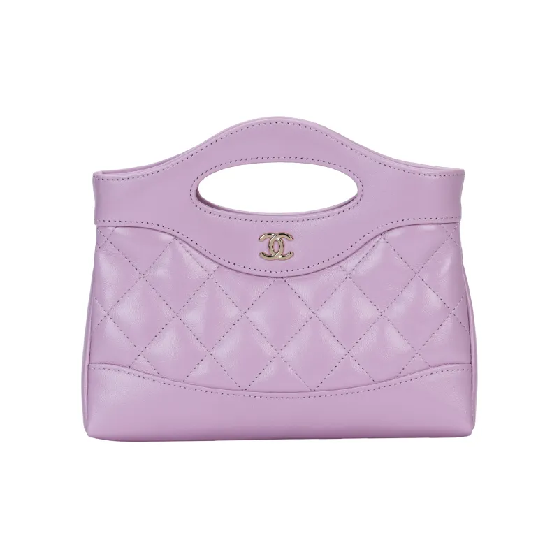 CHANEL Polished Lambskin Chain Handbag, Shoulder Bag, Crossbody Bag Mini Women's Pink Purple-0