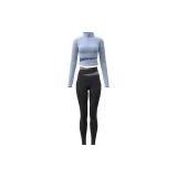 [Coat Clothing Sets]Gray Lake Blue+Starburst Black