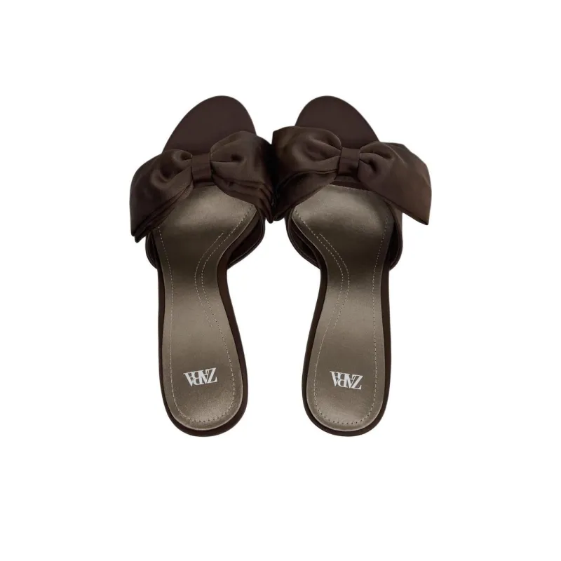 ZARA PU Polyurethane Abrasion Resistant Slide Slippers Women's Brown-3