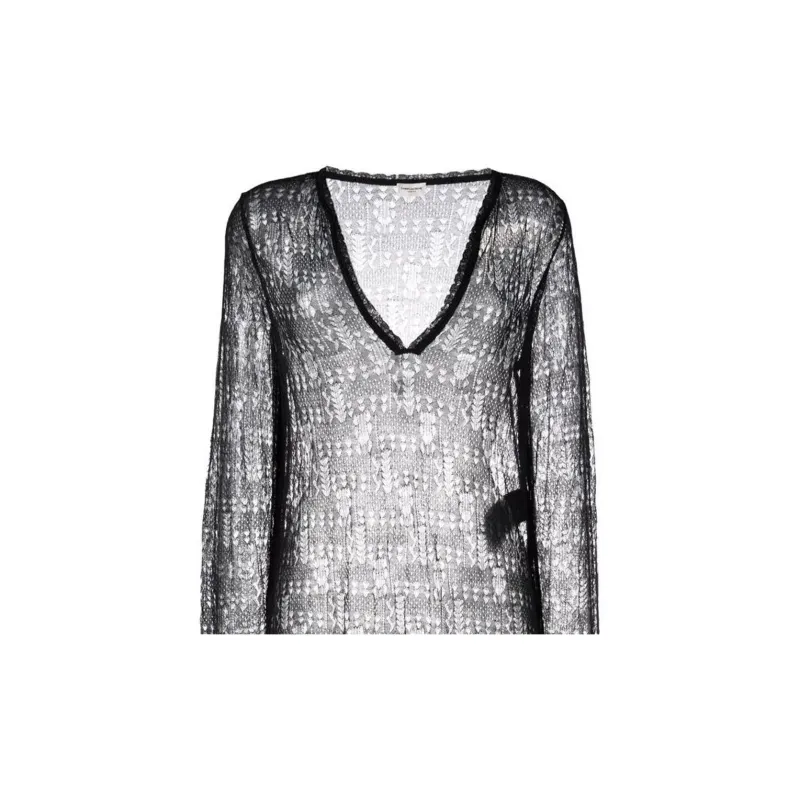 SAINT LAURENT V Neck Long Sleeved Dress-4