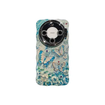 ZHUOJI PC Material Lens Stand Twisted Edge Blue Butterfly Suitable For Huawei Mate60Pro Phone Case