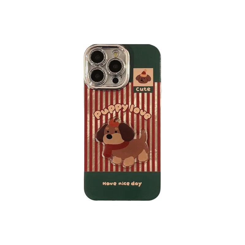 Cuttlefish Grid TPU Material Red Stripe Bacon Dog Phone Case Compatible With Apple 16/15/14/13/12/11-7