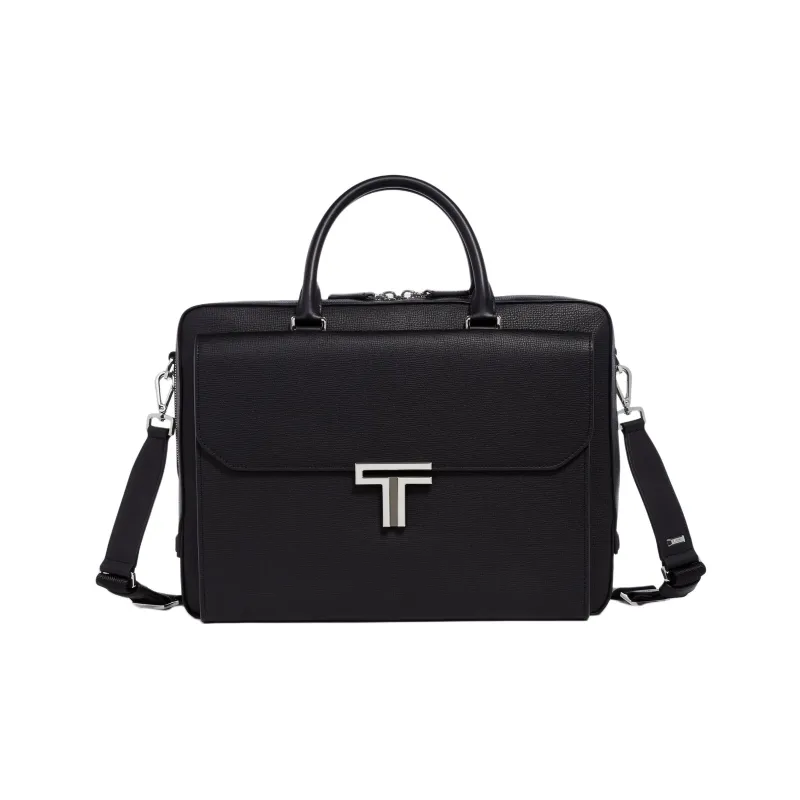 TUMI Leather Shoulder Bag Crossbody Bag Handbag Men's Black-0