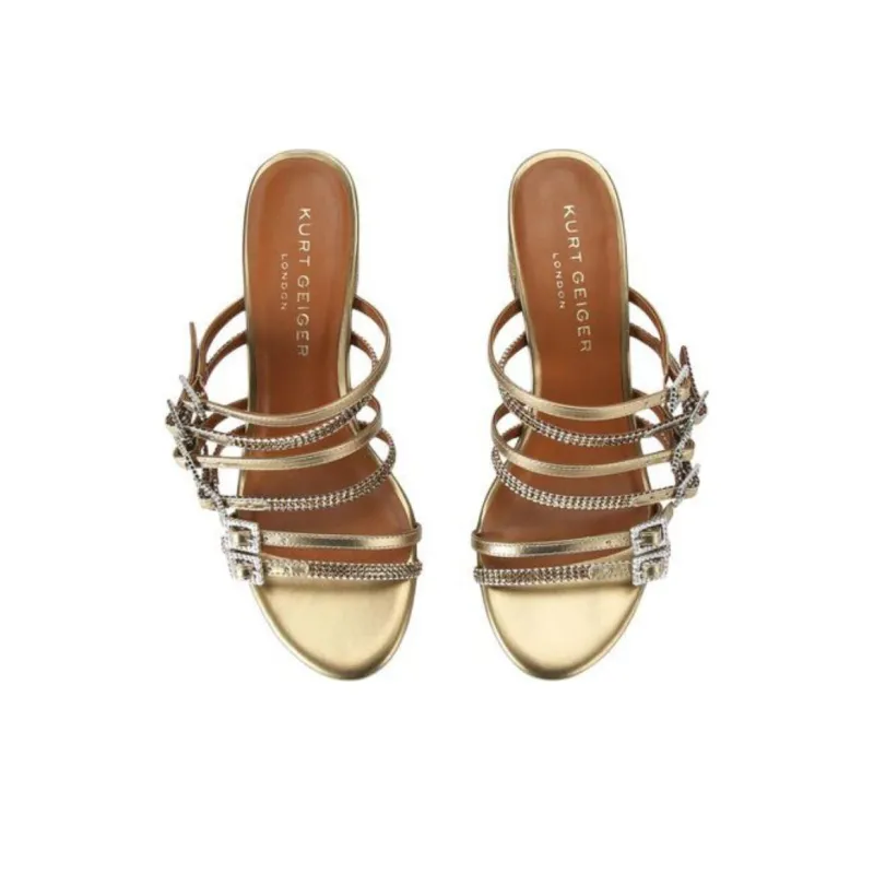 Kurt Geiger London Slide Slippers 6cm Women's Gold-3