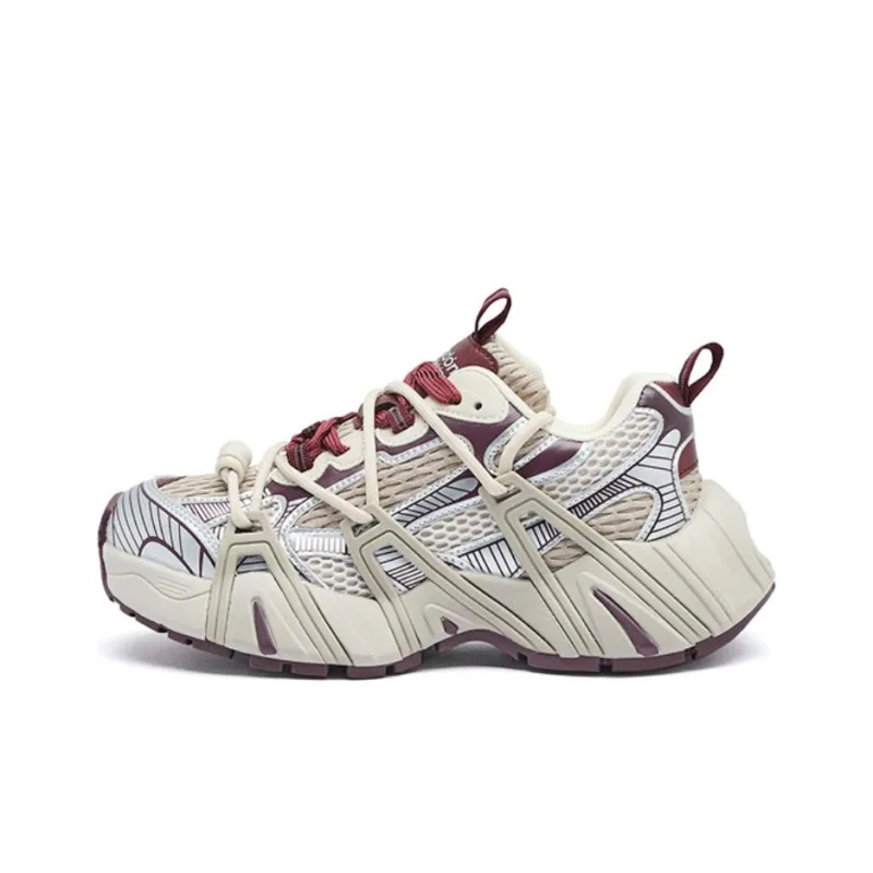 AGSDON Breathable Low-Top Chunky Sneakers Women's Angla Red-0