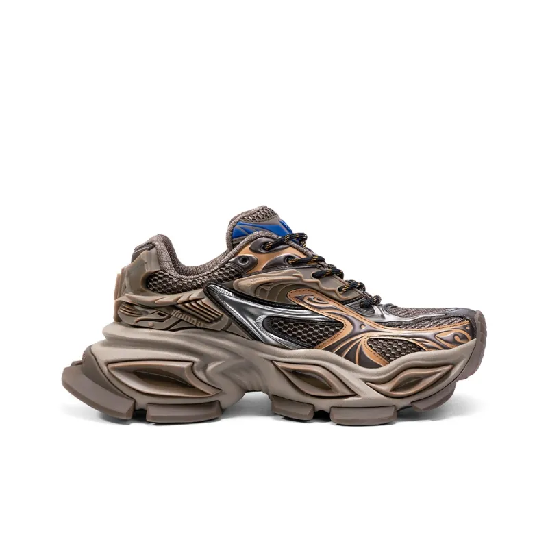 OGR Cross Eyed GAZE MAX Anti Slip And Wear Resistant Height Increasing Low Top Chunky Sneakers Unisex Brown-1