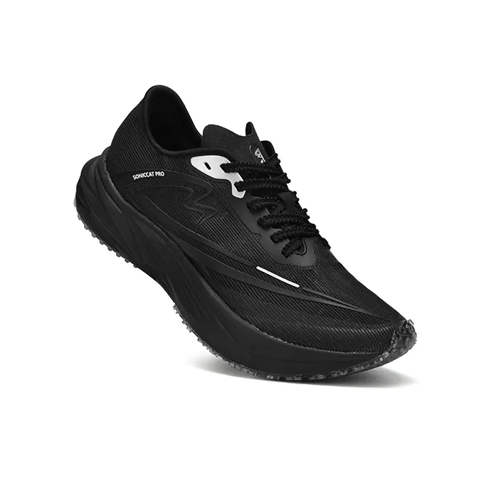 Sonic Cat Cushioning Breathable Thermal Coverage Low Top Full Length Carbon Plate Running Shoes Unisex Warrior Black-2