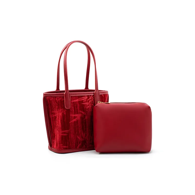 Vigno Synthetic Leather Woolen Handbag Combo Bag Regular Women's Red-20
