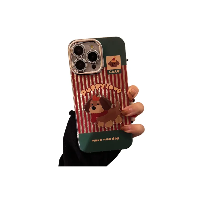 Cuttlefish Grid TPU Material Red Stripe Bacon Dog Phone Case Compatible With Apple 16/15/14/13/12/11-8