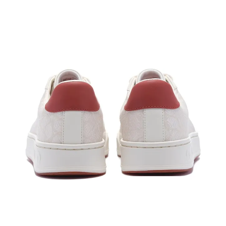 LI NING 1990 Coverage Anti Slip And Wear Resistant Low Top Skateboard Shoes Women's White Red-3
