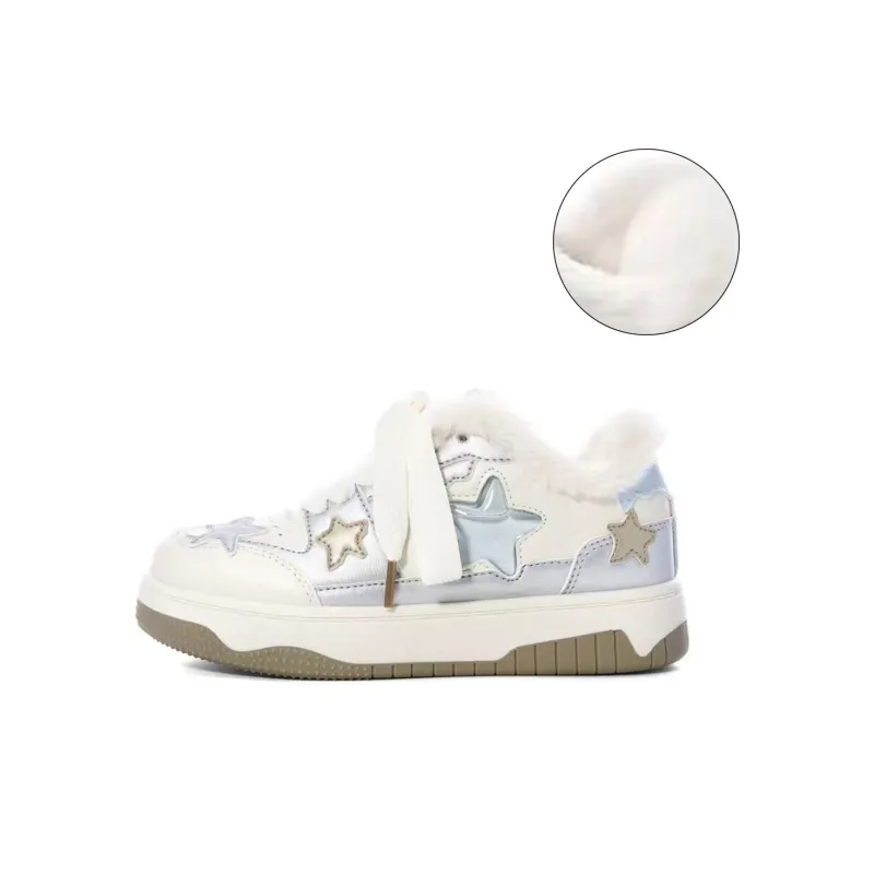 Anime Story Anti Slip Wear Resistant Lightweight Breathable Low Top Skateboard Shoes Women's Cream Blue Box Included-58