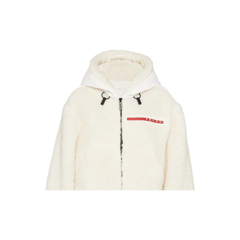 PRADA Velvet-feel Coat Women's Beige-5