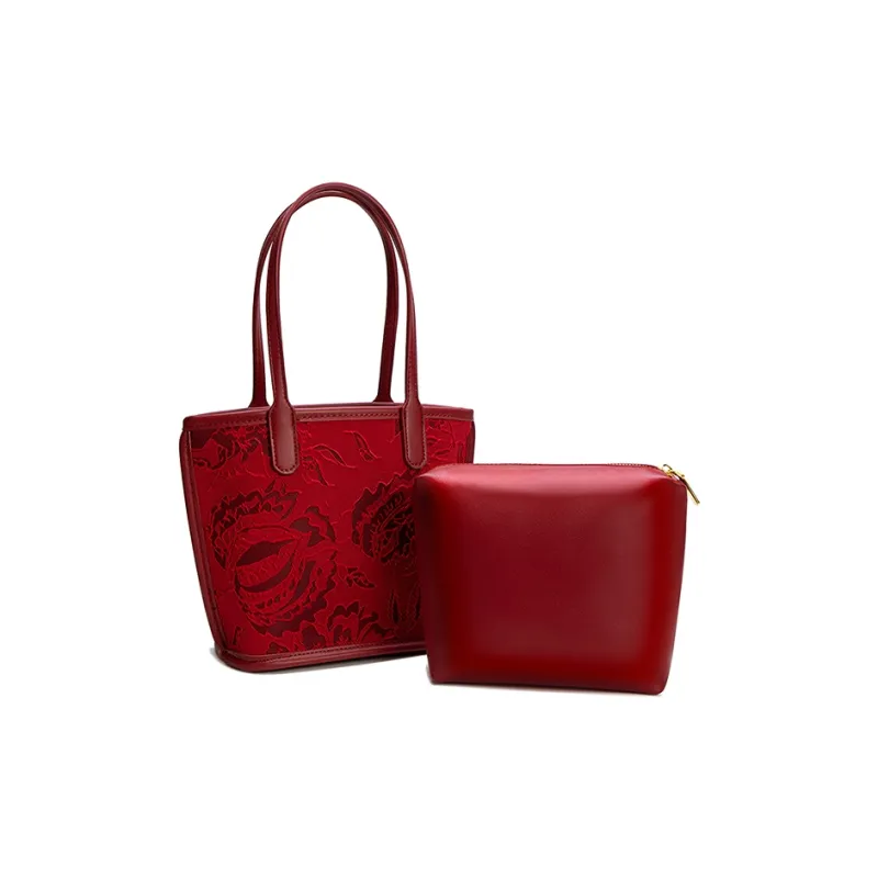 Vigno Synthetic Leather Woolen Handbag Combo Bag Regular Women's Red-35