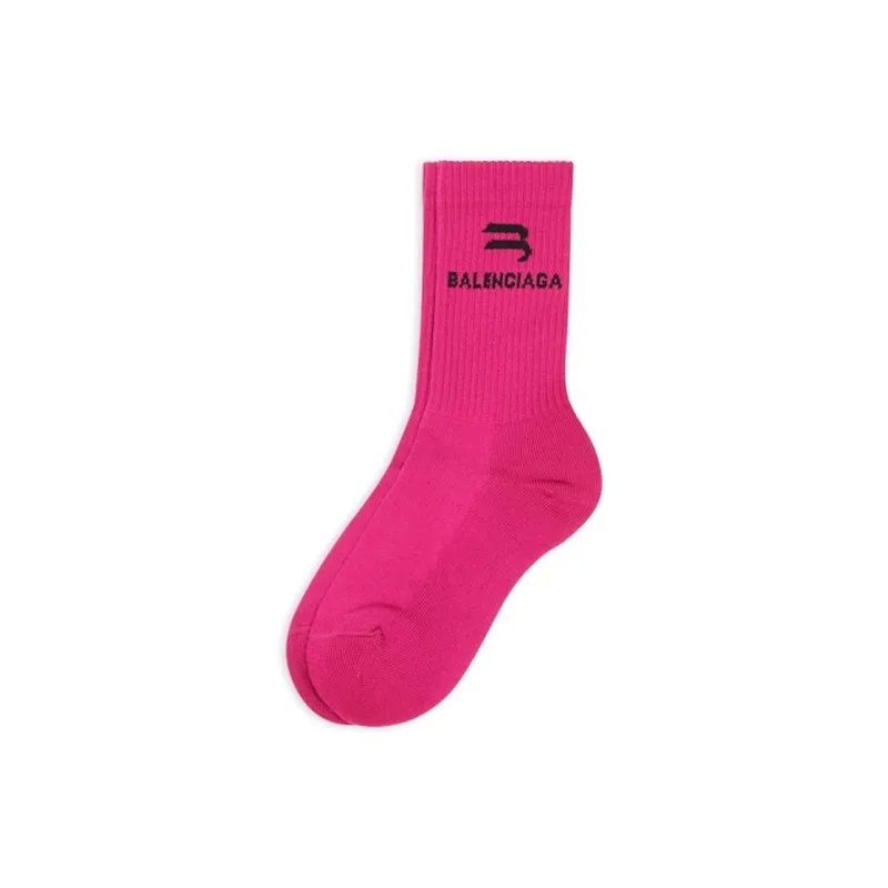 Balenciaga SS22 Mid-Calf Socks Regular Fit Women's 1 Pack Rose Red-0