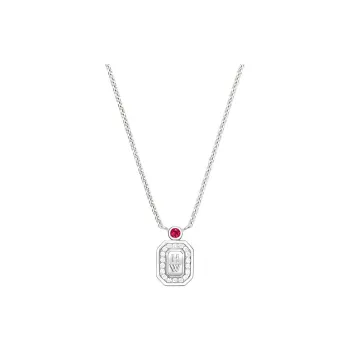 HARRY WINSTON Logo Series 18K White Gold, Ruby, Platinum, Diamond Necklaces Women's Silver