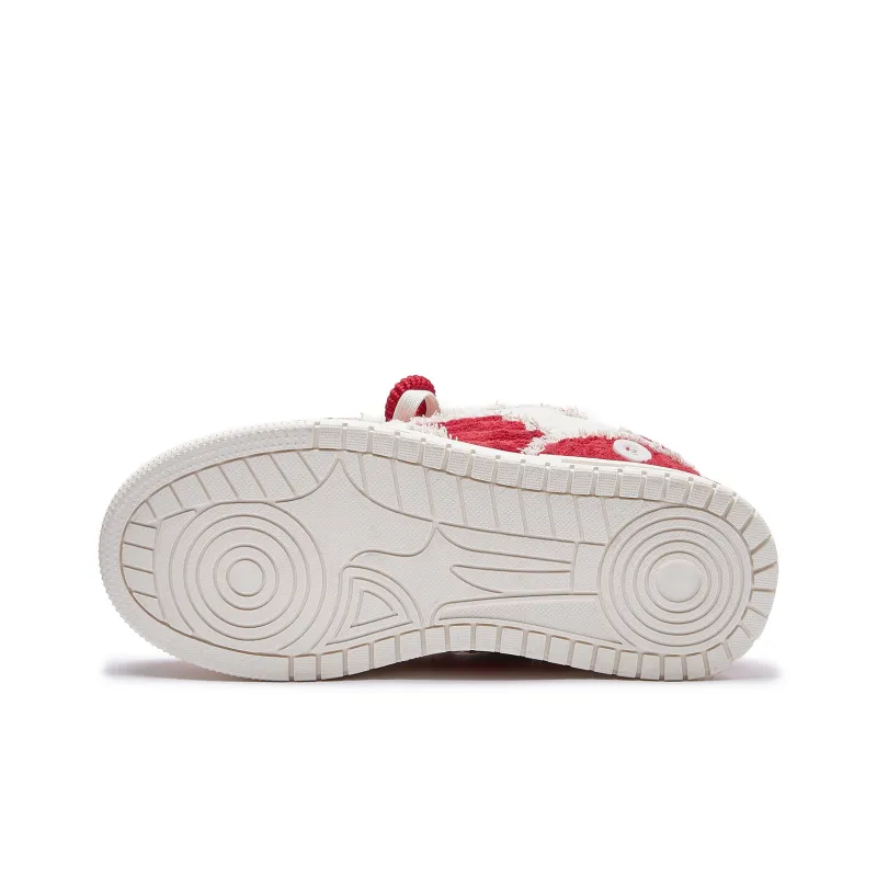 IMARSE Skateboard Shoes Unisex Low Top White/Beige/Red-5