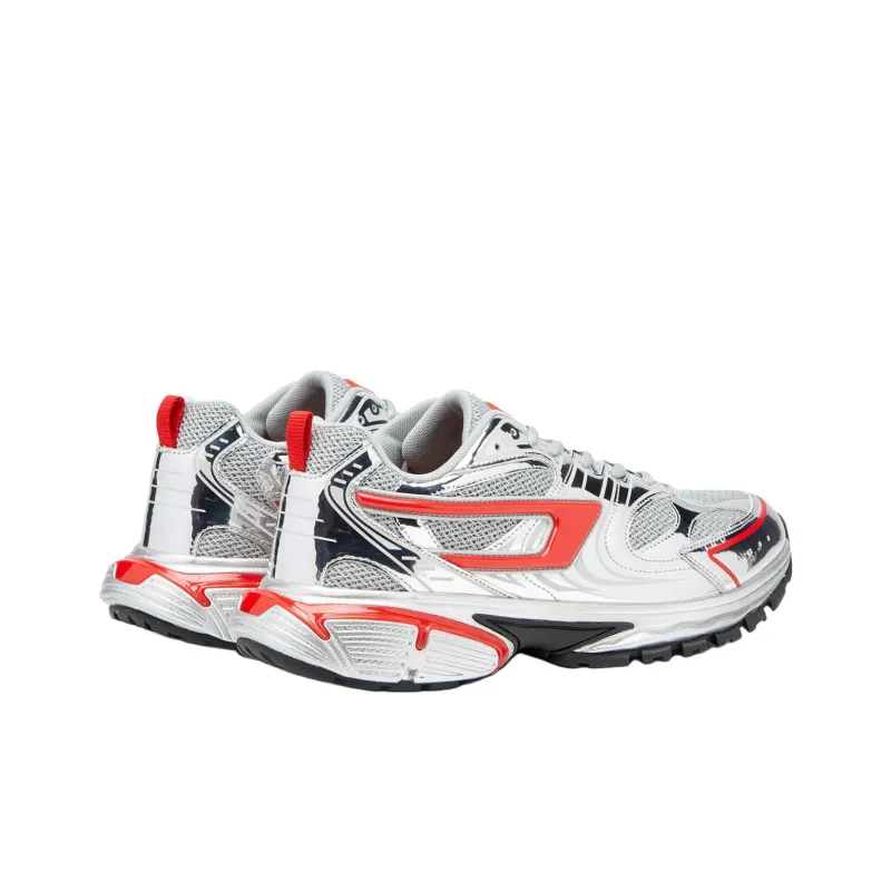 DIESEL S-Serendipity Pro-X1 Low-Top Casual Shoes Men's Silver Red-4