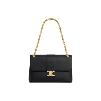 CELINE Victoire Calfskin Shoulder Bag Tubas Women's Black