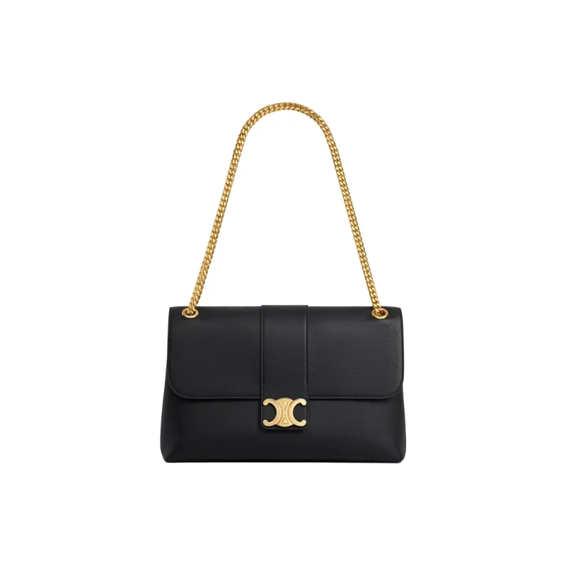CELINE Victoire Calfskin Shoulder Bag Tubas Women's Black-0