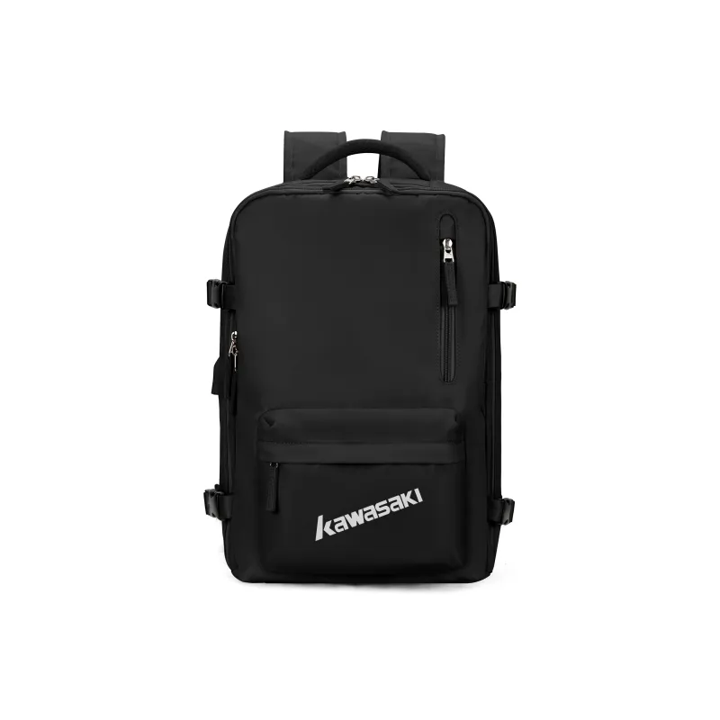 Kawasaki Fabric Backpack Travel Bag Laptop Bag Regular Unisex Black/Ecru/Light Blue-0