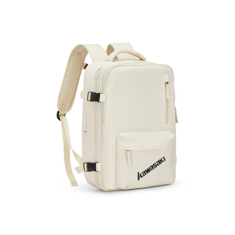 Kawasaki Fabric Backpack Travel Bag Laptop Bag Regular Unisex Black/Ecru/Light Blue-11