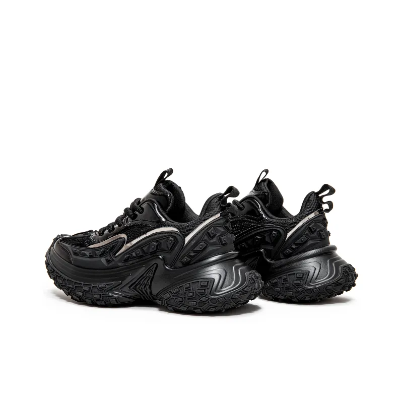 CAIHEE Anti Slip And Wear Resistant Height Increasing Low Top Chunky Sneakers Unisex Black Warrior-10
