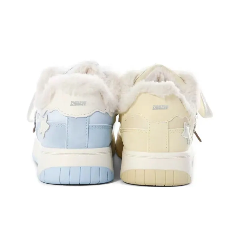 Anime Story Anti Slip Wear Resistant Lightweight Breathable Low Top Skateboard Shoes Women's Cream Blue Box Included-32