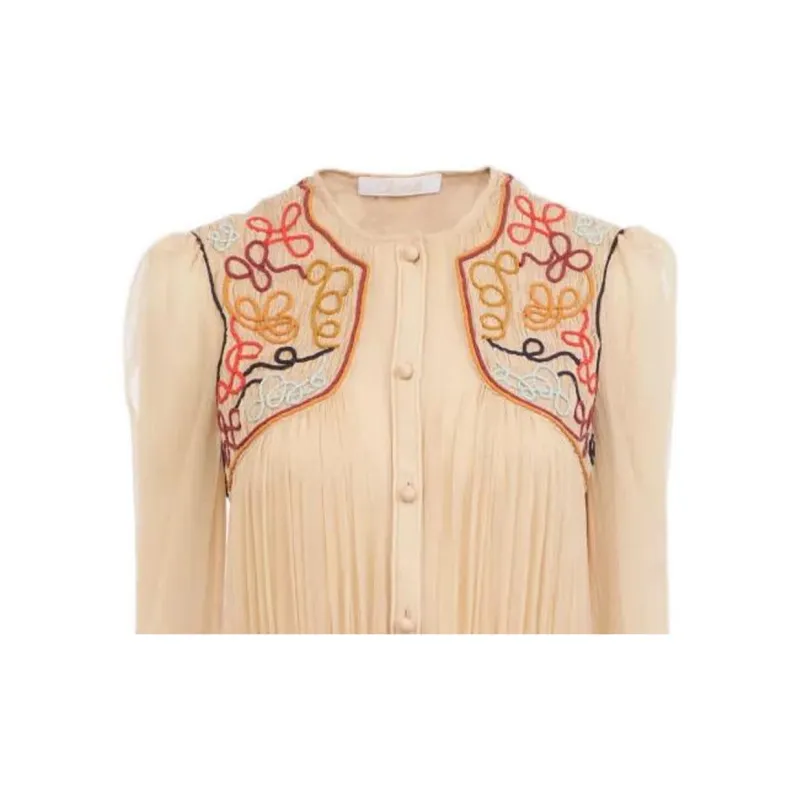 Chloe FW22 Long-Sleeved Dresses Women's Light Pink-1