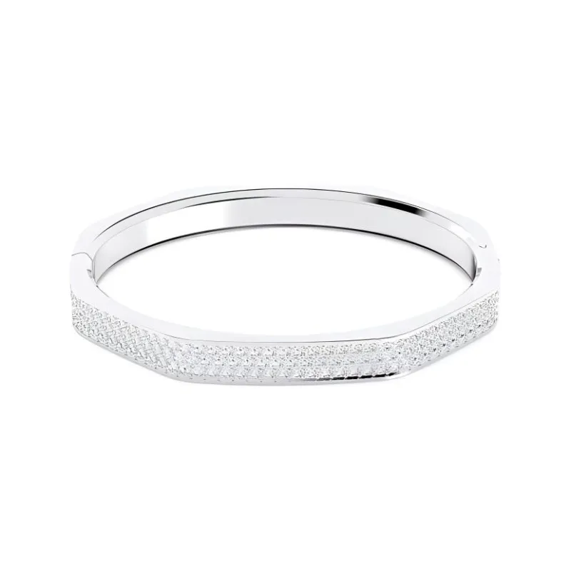 Swarovski Rhodium-Plated Crystal Bangles Unisex Silver-0